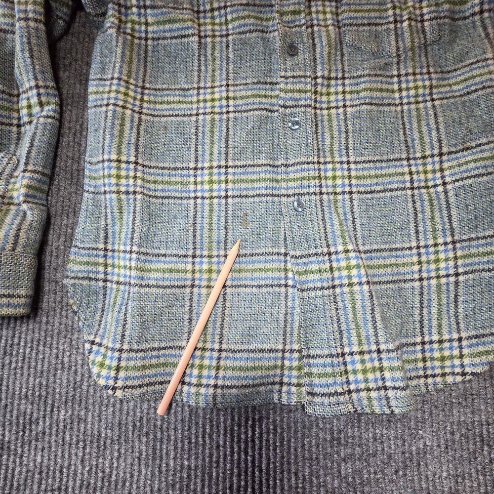 Vintage Pendleton Womans Top Shirt Plaid Size M Green w Blue Black - Virgin Wool - Picture 6 of 8